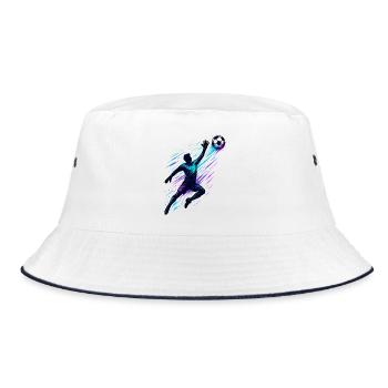 Neon soccer player, shot in the corner - Bucket Hat - white/navy - Front