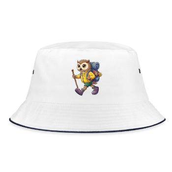Niedliche Eule, Wandern, Camping, Abenteuer-Rucksacktourist, - Bucket Hat - Weiß/Navy - Vorne