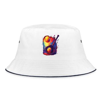 Baseball Vintage-Farb-Splash-Design Sport - Bucket Hat - Weiß/Navy - Vorne