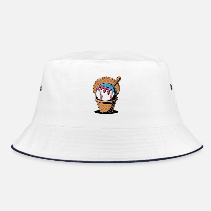 Baseball Eiscreme In Waffel Mit Schläger Bucket Hat