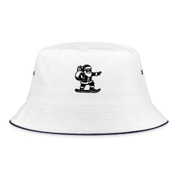 Santa auf Snowboard mit Geschenken - Bucket Hat - Weiß/Navy - Vorne
