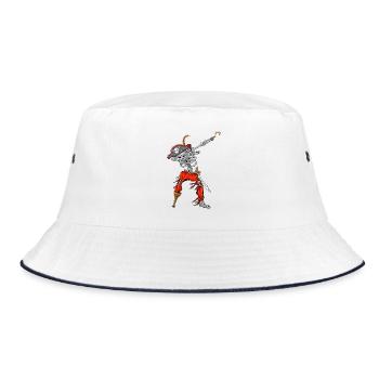 Dabbing Pirate Skeleton Funny Halloween Costume - Bucket Hat - white/navy - Front