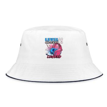 Level 29 Legende Neon Kopfhörer - Bucket Hat - Weiß/Navy - Vorne