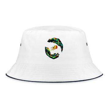 Geometrischer Quallenring - Bucket Hat - Weiß/Navy - Vorne