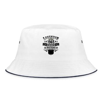 Legenden wurden 1965 geboren Geburtstag eintragen - Bucket Hat - Weiß/Navy - Vorne