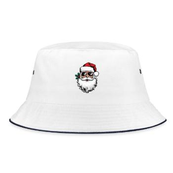 Santa Chill Sonnenbrillen Look - Bucket Hat - Weiß/Navy - Vorne
