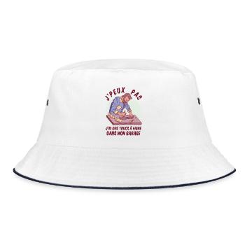 Ich kann nicht Garagenhumor DIY machen - Bucket Hat - Weiß/Navy - Vorne