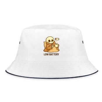 Low Battery Skelett – Cozy müde - Bucket Hat - Weiß/Navy - Vorne