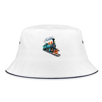 Dampflok Farbexplosion - Bucket Hat - Weiß/Navy - Vorne