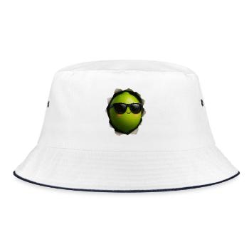 Limette mit Sonnenbrille Maskottchen - Bucket Hat - Weiß/Navy - Vorne