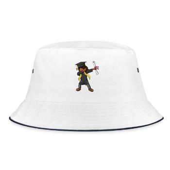 Dabbing Graduation Black Girl Braided Class 2026 - Bucket Hat - white/navy - Front