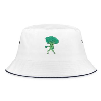 Broco Lee Lustiger Brokkoli Kampfsport Kung Fu Wortspiel - Bucket Hat - Weiß/Navy - Vorne