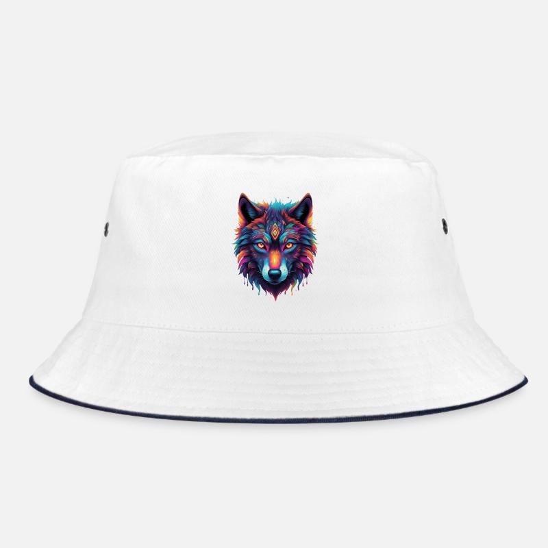 Neon Wolf Core Motif Color Explosion Bucket Hat