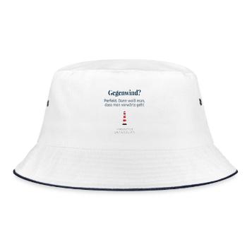 Gegenwind? Perfekt – Vorwärts geht’s! - Bucket Hat - Weiß/Navy - Vorne