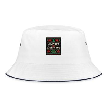Die Einstellung ist alles, Weihnachtsstil, motivierend - Bucket Hat - Weiß/Navy - Vorne