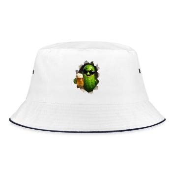 Cornichon avec bière et lunettes de soleil - Bob - blanc/marine - Devant