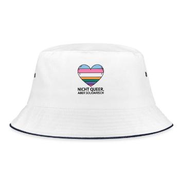  Nicht Queer Aber Solidarisch Herz Pride Ally - Bucket Hat - Weiß/Navy - Vorne