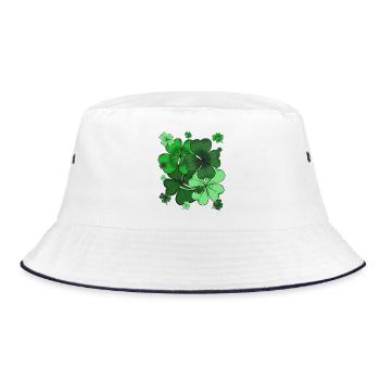Green Shamrock Pattern - Bucket Hat - white/navy - Front
