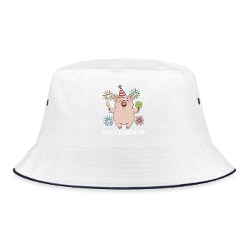 Team Lucky Pig - Bucket Hat - white/navy - Front
