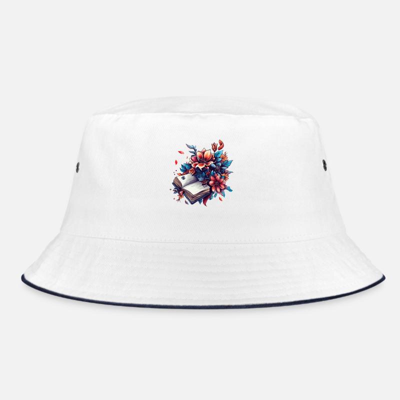 Blütenlese Buchzauber - Bucket Hat - Weiß/Navy
