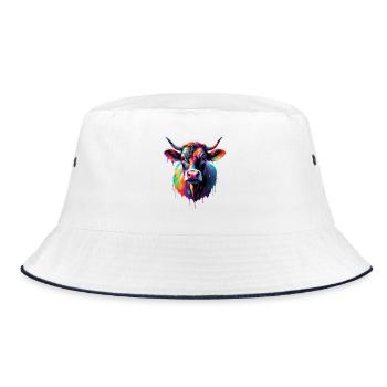 Colorful Cow Head Color Explosion - Bucket Hat - white/navy - Front