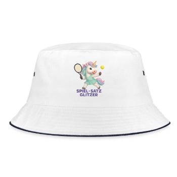 Game Set Glitter, Tennis Unicorn, Glam - Bucket Hat - white/navy - Front