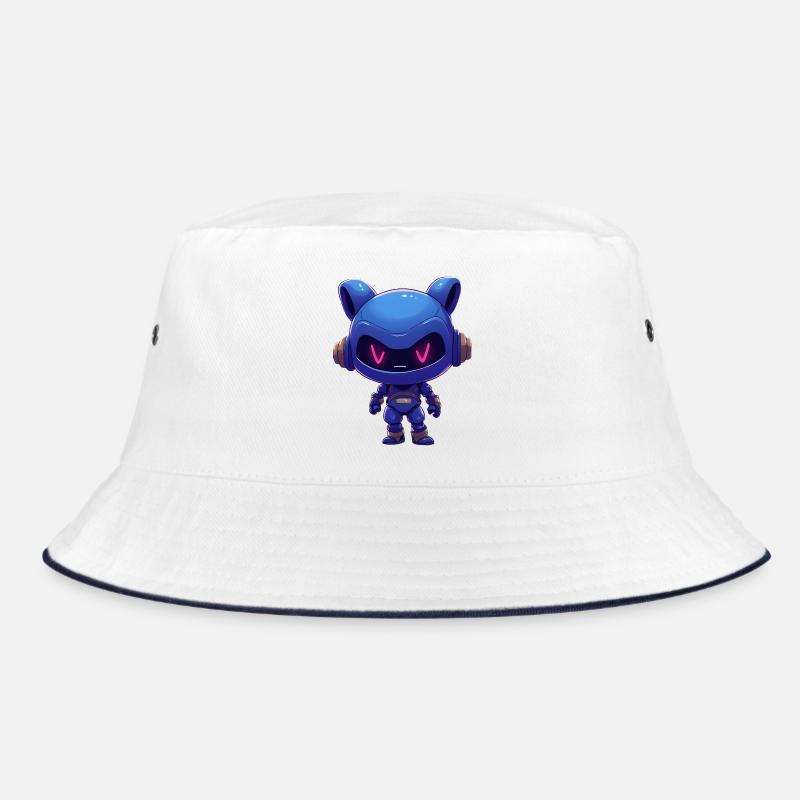 Neonblauer Roboterhelm Bucket Hat