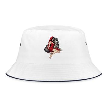Rotkäppchen mit dem bösen Wolf - Bucket Hat - Weiß/Navy - Vorne