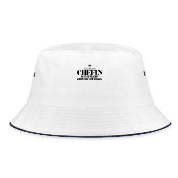 Chefin Spruch Hast du Fragen - Bucket Hat - Weiß/Navy - Vorne