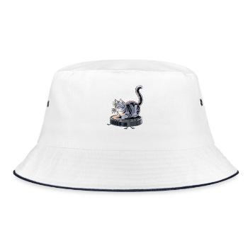 Süße Katze Saugroboter Staubsauger - Bucket Hat - Weiß/Navy - Vorne