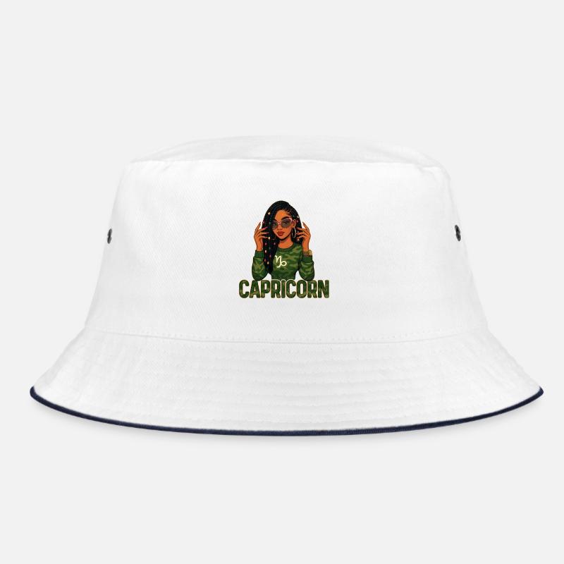 Steinbockkönigin – Loc-Afro-Mädchen-Vermächtniskraft Bucket Hat
