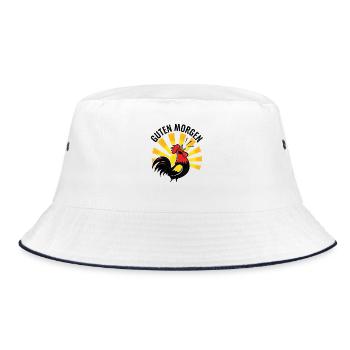 Rooster Good morning - Bucket Hat - white/navy - Front