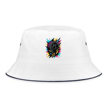Neon Drift Wheel, Tuning Thunderstorm, Racing - Bucket Hat - white/navy - Front