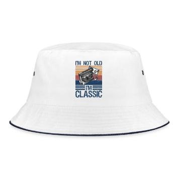 I'm not old I'm classic Cassette Tape 70s 80s 80s - Bucket Hat - Weiß/Navy - Vorne