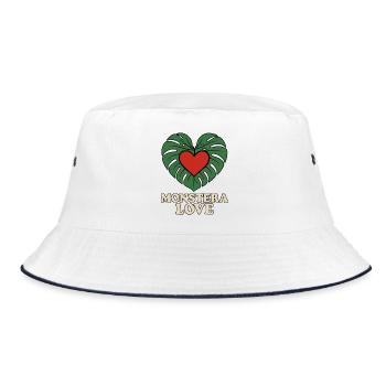 Monstera Love - Bucket Hat - Weiß/Navy - Vorne