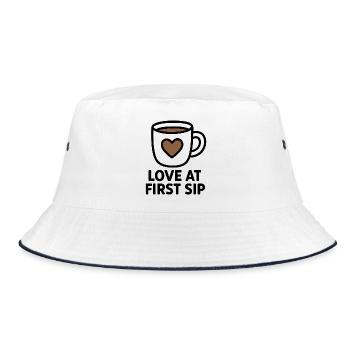 Love at First Sip Kaffeetasse - Bucket Hat - Weiß/Navy - Vorne