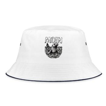 Seehund Robbe Ostsee Nordsee Moin - Bucket Hat - Weiß/Navy - Vorne