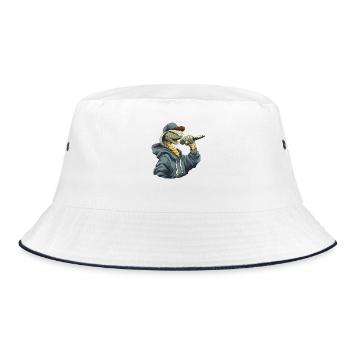 Serpent rappeur en sweat à capuche - Bob - blanc/marine - Devant