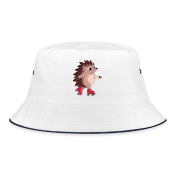 Hedgehog on rollerblades - Niglo on rollerblades - Bucket Hat - white/navy - Front