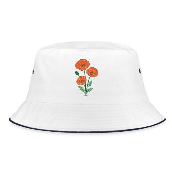 Coquelicots orange illustration botanique - Bob - blanc/marine - Devant