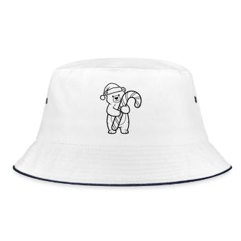 Cute Christmas Bear with Candy Cane - Bucket Hat - white/navy - Front