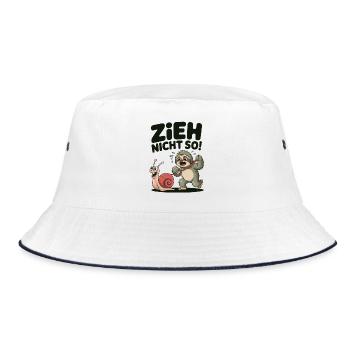 Faultier mit Schnecke, entspanntes funshirt - Bucket Hat - Weiß/Navy - Vorne