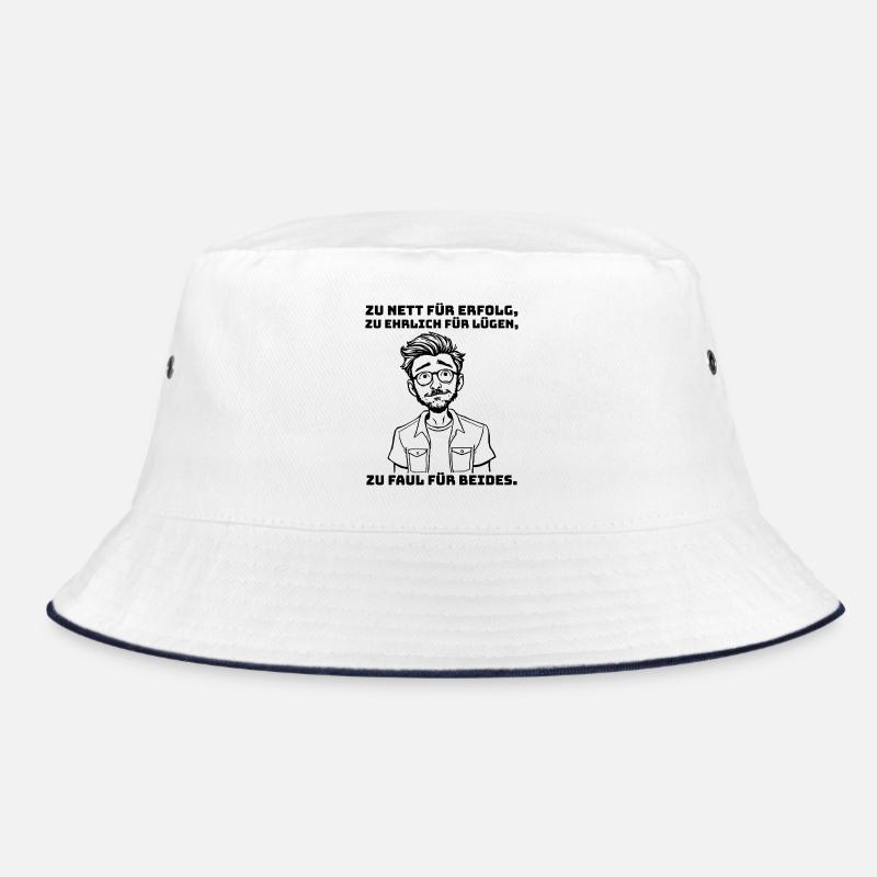 Saying with sarcasm - for realists & lazy people. - Bucket Hat - white/navy