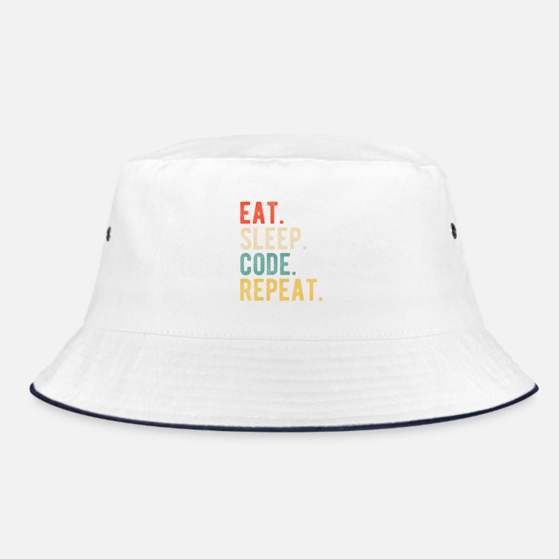 Eat Sleep Code Repeat Programmer Nerd Retro Bucket Hat