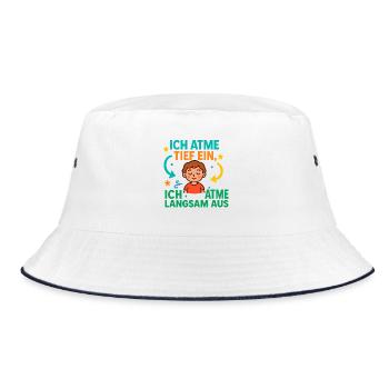 I take a deep breath, children's mindfulness - Bucket Hat - white/navy - Front
