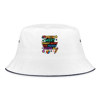 mein wert zählt, nicht meine noten - Bucket Hat - Weiß/Navy - Vorne