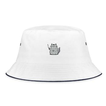 6-7 Internet Meme 6 7 Snack Cat - Bucket Hat - white/navy - Front