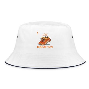 Ich kann nicht, ich Marathon - Bucket Hat - Weiß/Navy - Vorne