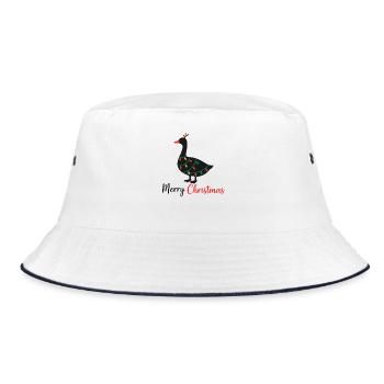 Goose Christmas Winter Animals Geese - Bucket Hat - white/navy - Front