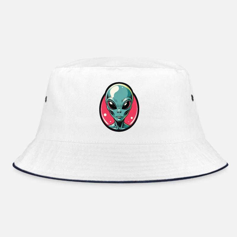 Neon Alien Kopf Portrait Bucket Hat